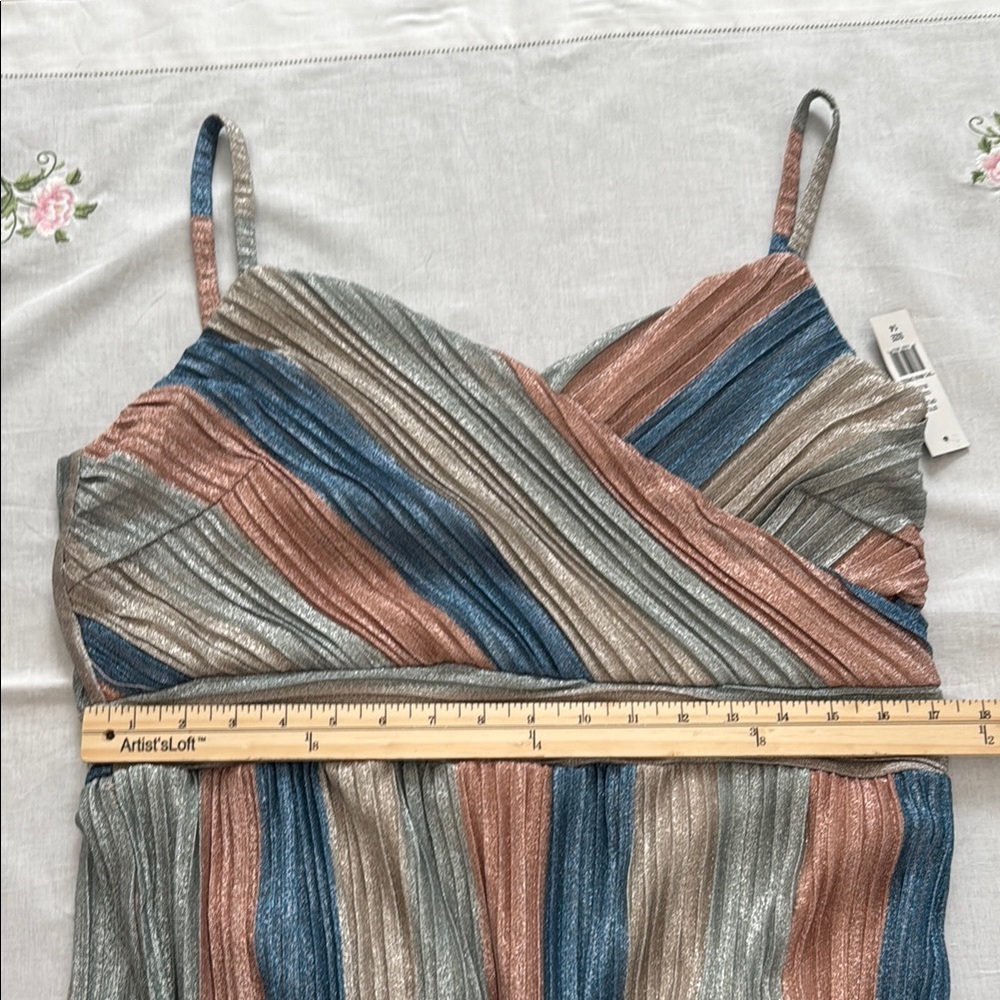 Striped Sleeveless Metallic Multicolor Dress size 14 NWT - Picture 5 of 8